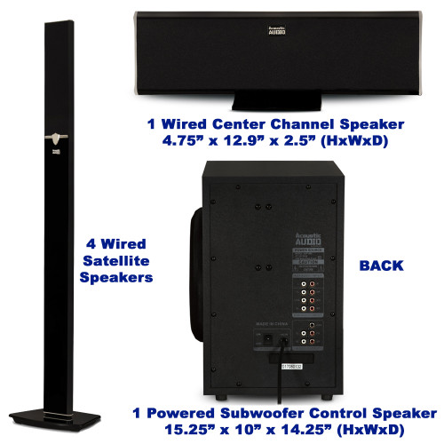 Acoustic Audio AAT1003 Bluetooth Tower 5.1 Speaker System with