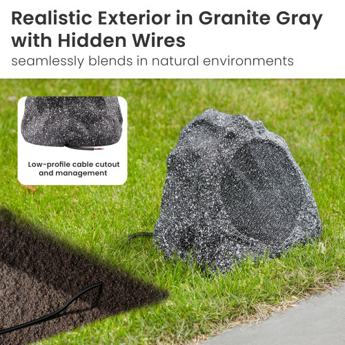 2R6G Outdoor Granite 6.5" Rock 2 Speaker Set for Deck Pool Spa Yard ...