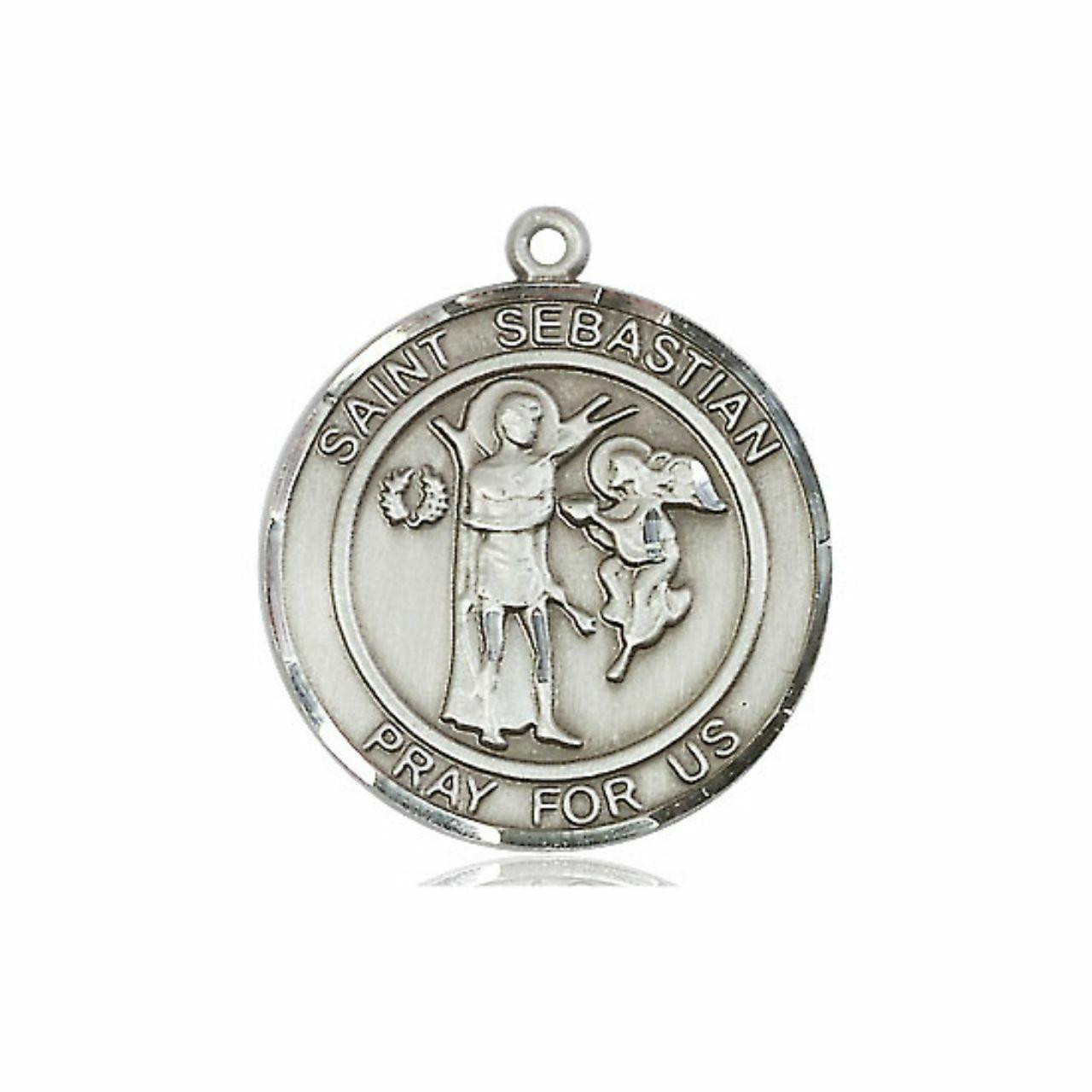 St. Sebastian Medal - Sterling Silver Round Pendant (2 Sizes)