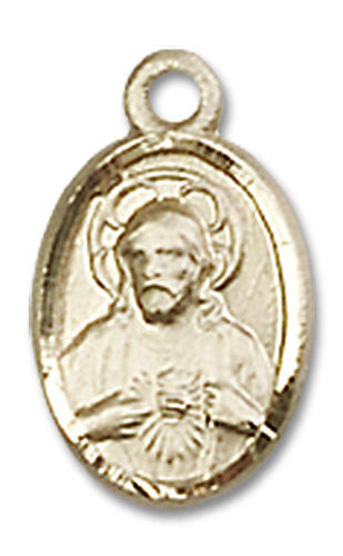 Scapular Medal Charm - 14kt Gold Oval Pendant (0702S)