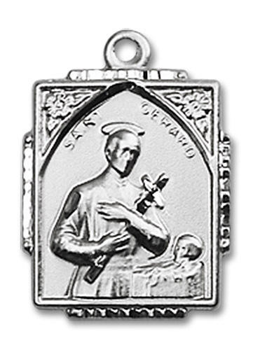 St. Gerard Medal - Sterling Silver 3/4" x 1/2" Rectangular Pendant ...