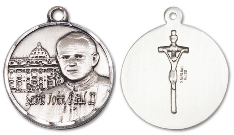 Large St. John Paul II Vatican Medal - Sterling Silver 1" x 7/8" Round ...