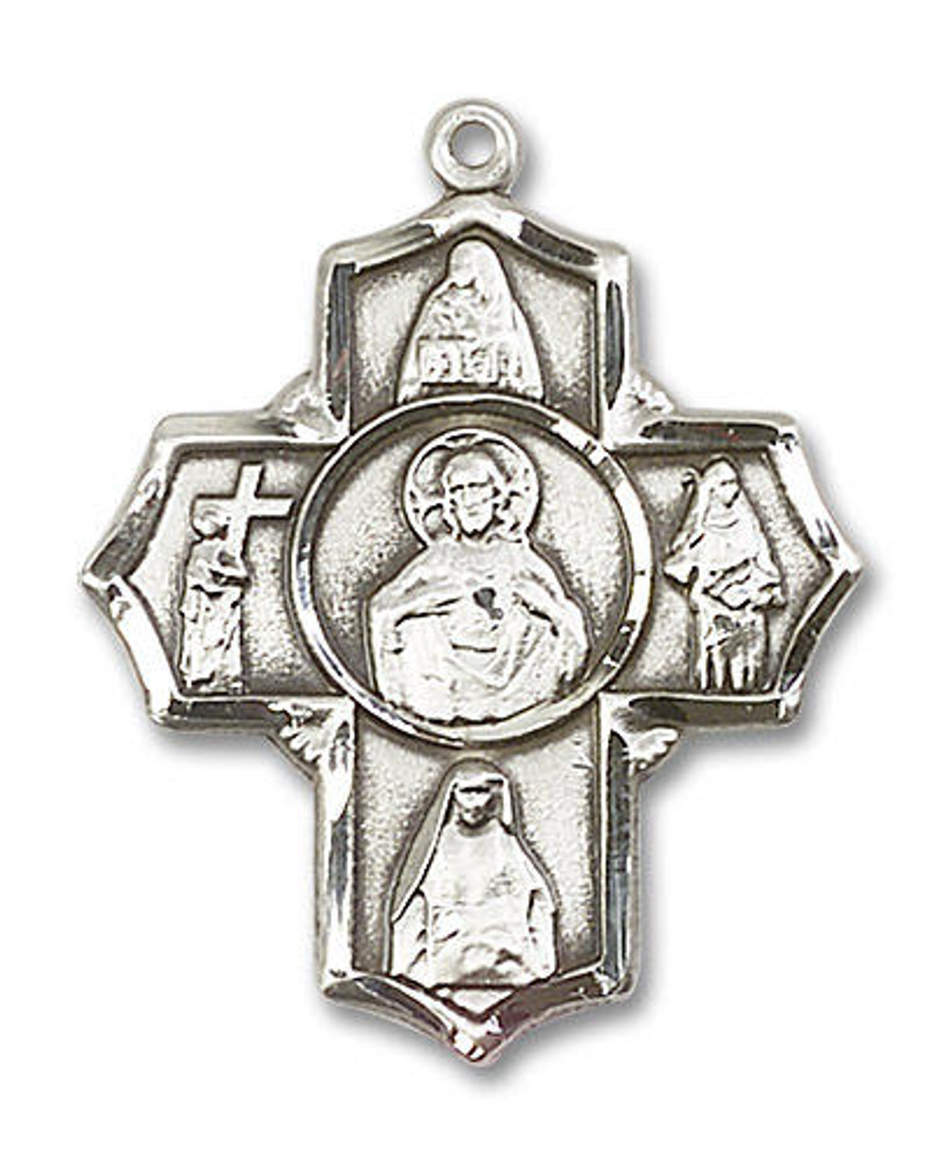 Large Scapular 5-Way Medal - Sterling Silver 1 1/4