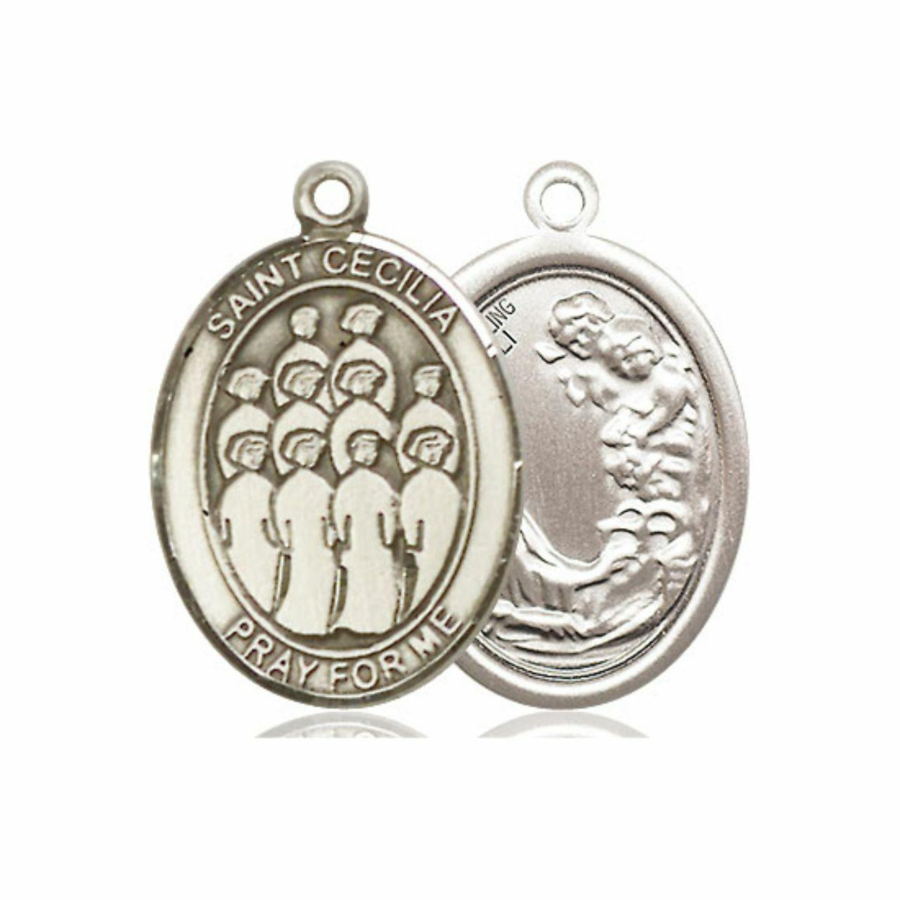 St. Cecilia Choir Medal - Sterling Silver Oval Pendant (3 Sizes)