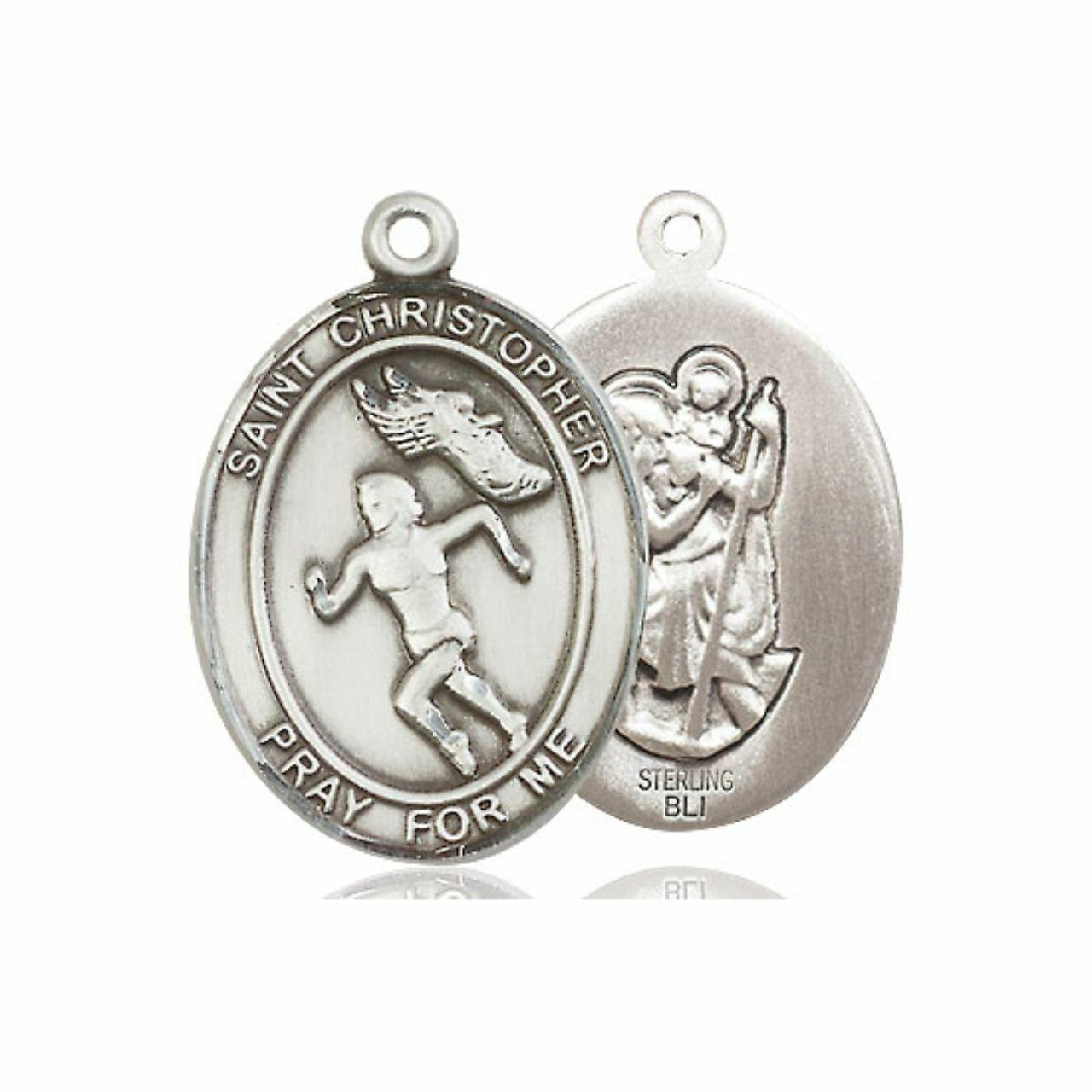 St. Christopher Women's Track & Field Medal - Sterling Silver Oval ...