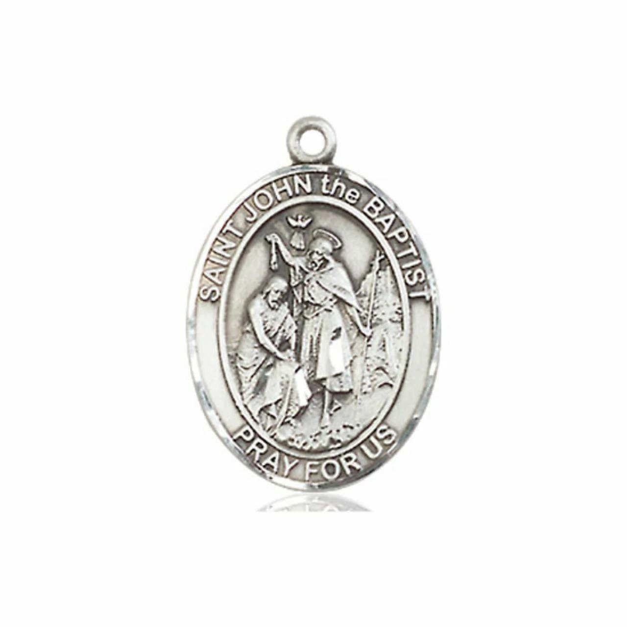 St. John The Baptist Medal - Sterling Silver Oval Pendant (3 Sizes)