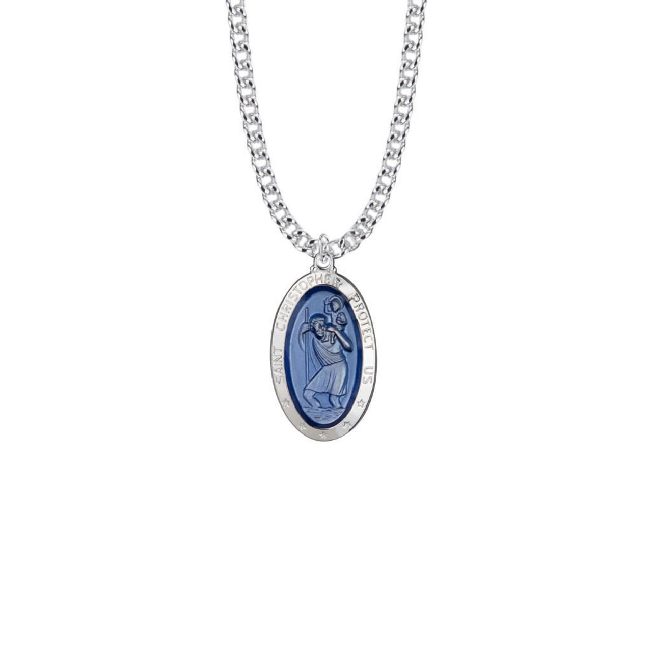 Blue saint christopher on sale necklace