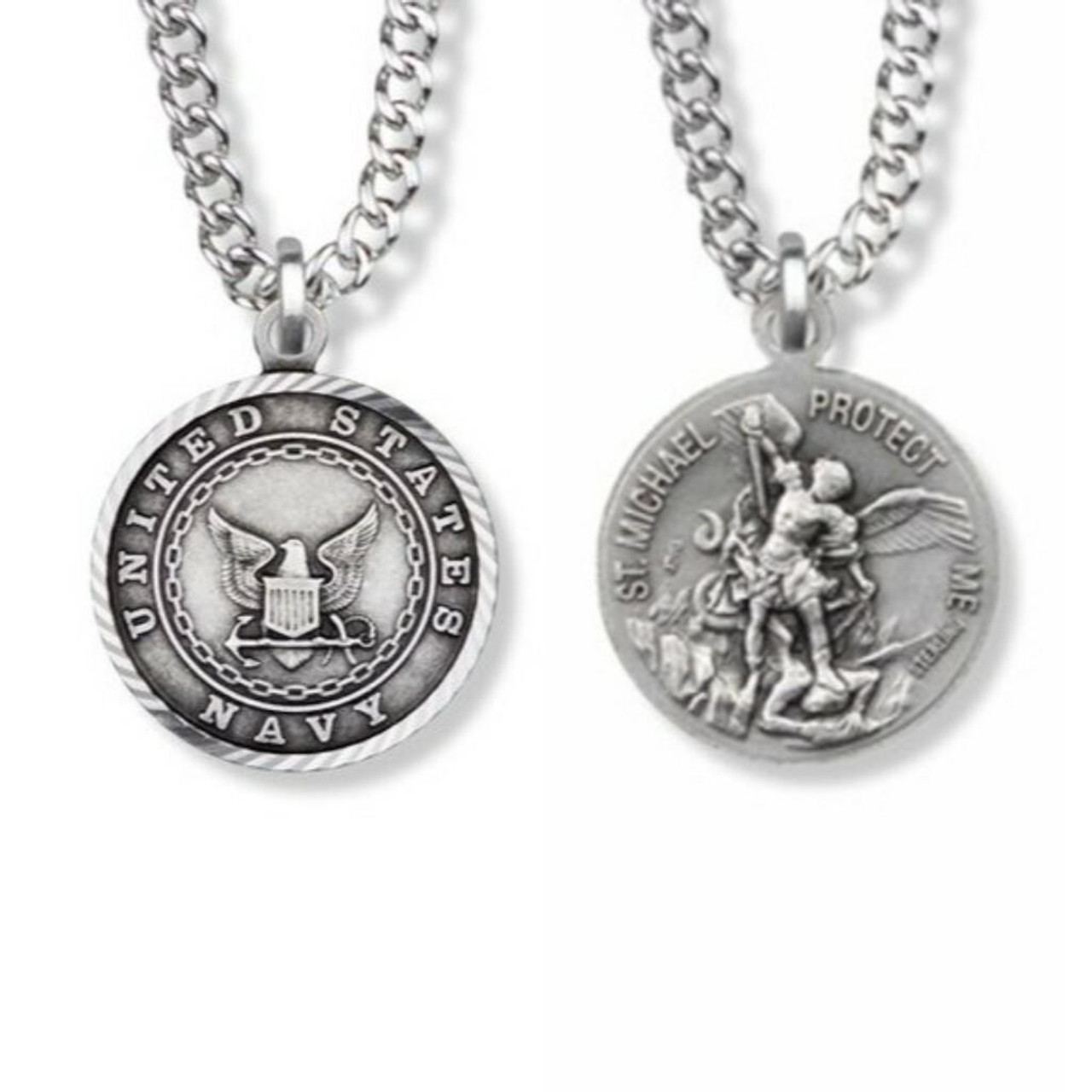 Small Navy St. Michael on 20 Stainless Chain - Pendant