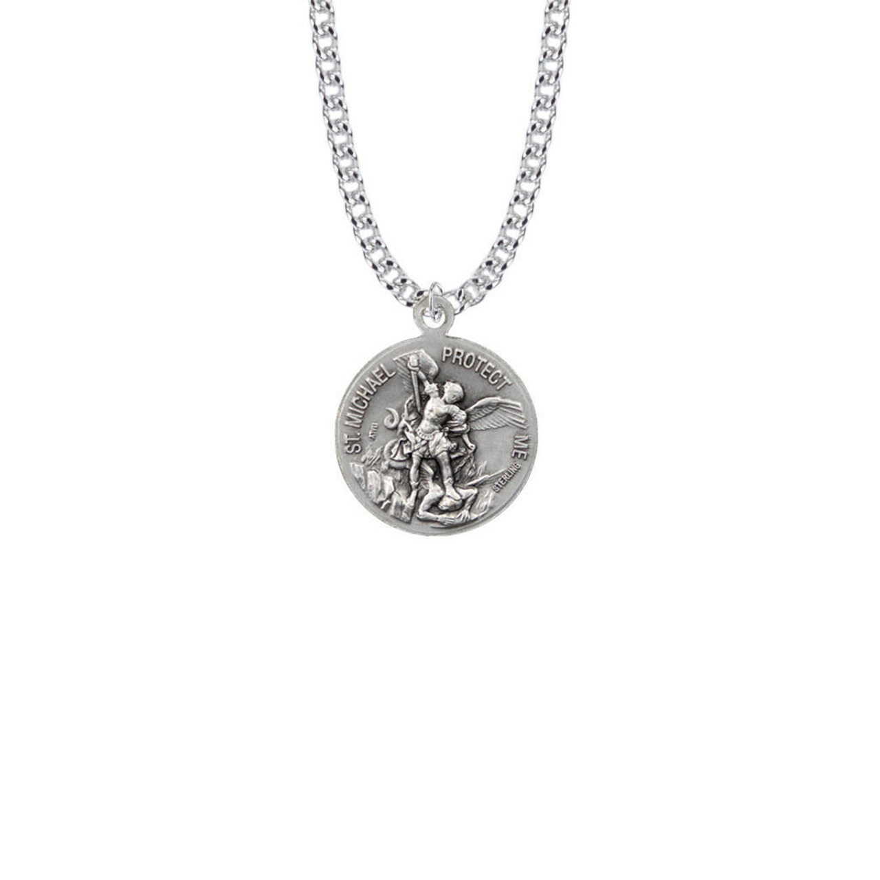 Amazon.com: Alexander Castle Small 925 Sterling Silver St Christopher  Necklace for Women - 14mm Saint Christopher Medal with 18