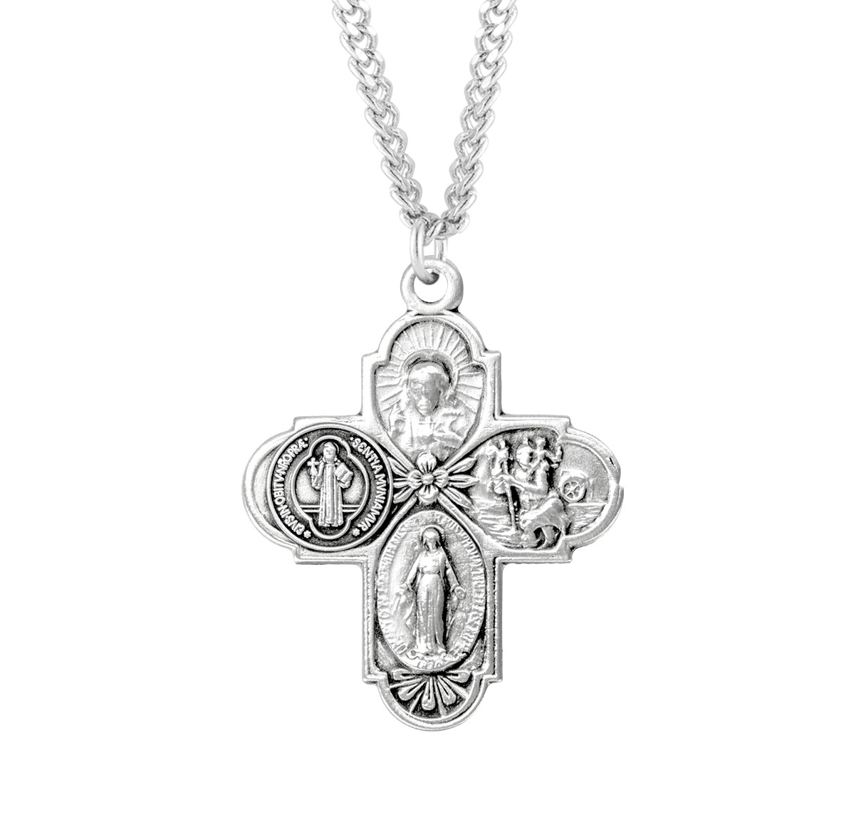 Benedict 4-Way Medal Necklace Sterling Silver x