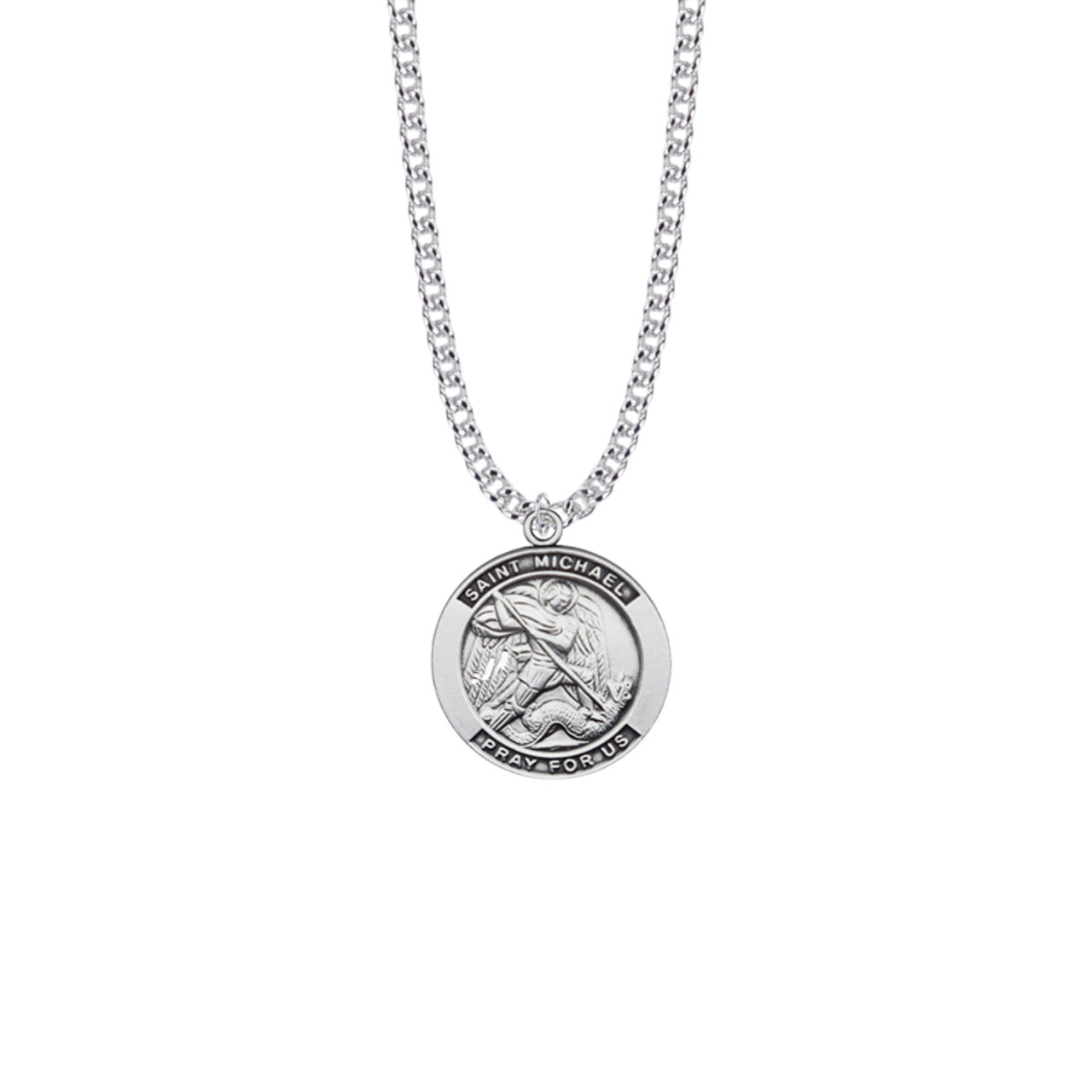 St Michael Necklace for Men, 925 Sterling Silver The Archangel Saint  Michael Pendant Catholic Medals Necklace Protect Us Jewelry for Dad  Boyfriend Teens Boys 22+2 Inch | Amazon.com