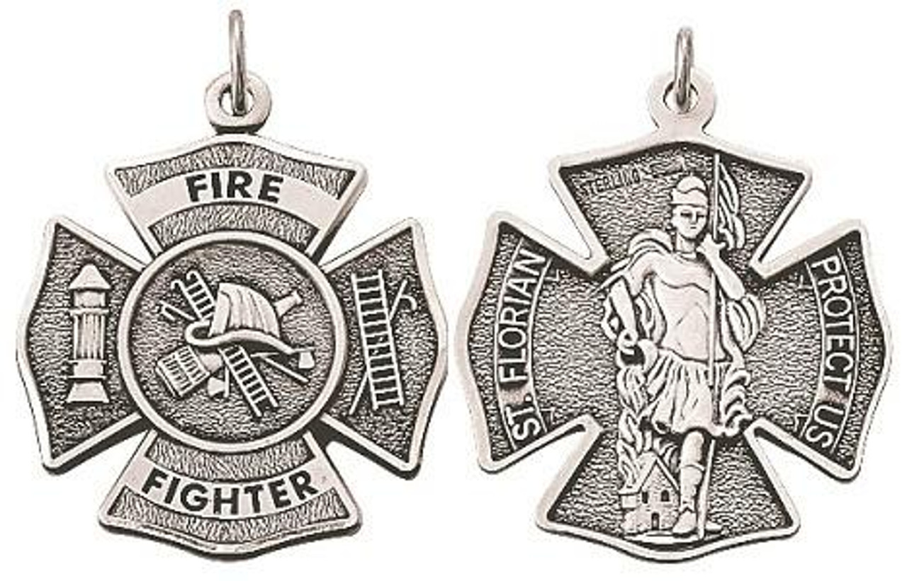 Sterling Silver Firefighters Pendant Necklace Philippians 4:13 & Cross -  Clothed with Truth