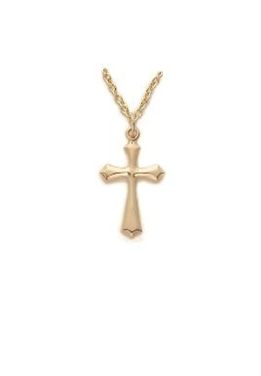 Beveled Cross Necklace - Gold-Filled Pendant on 18