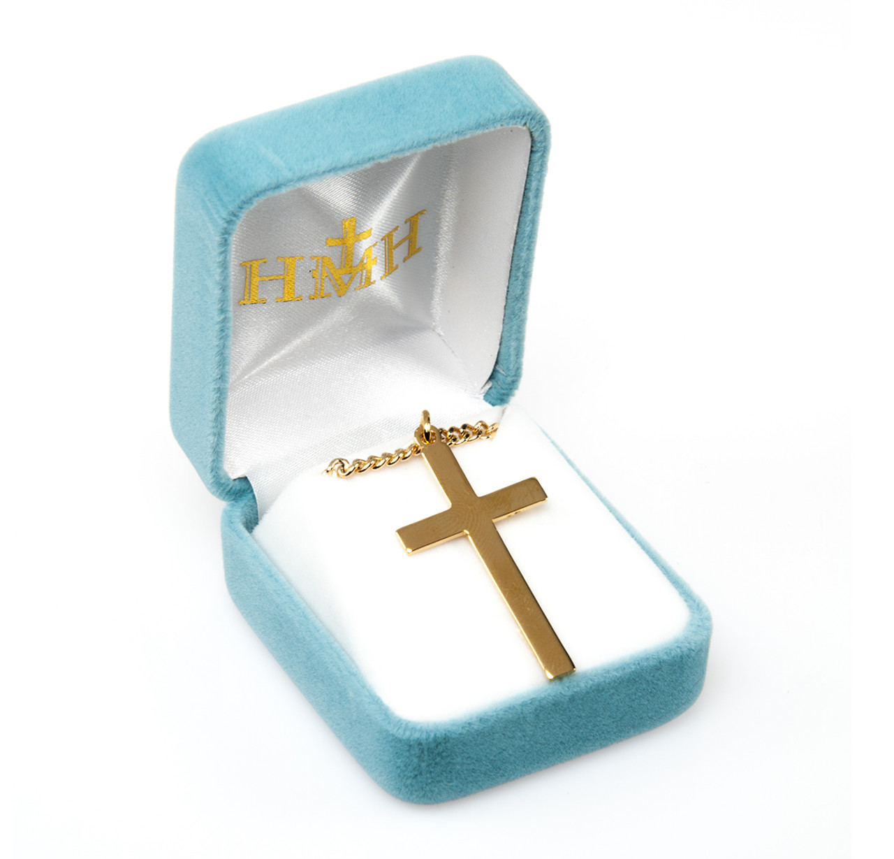 Plain Gold Cross Necklace 16kt Gold Over Sterling Silver Pendant