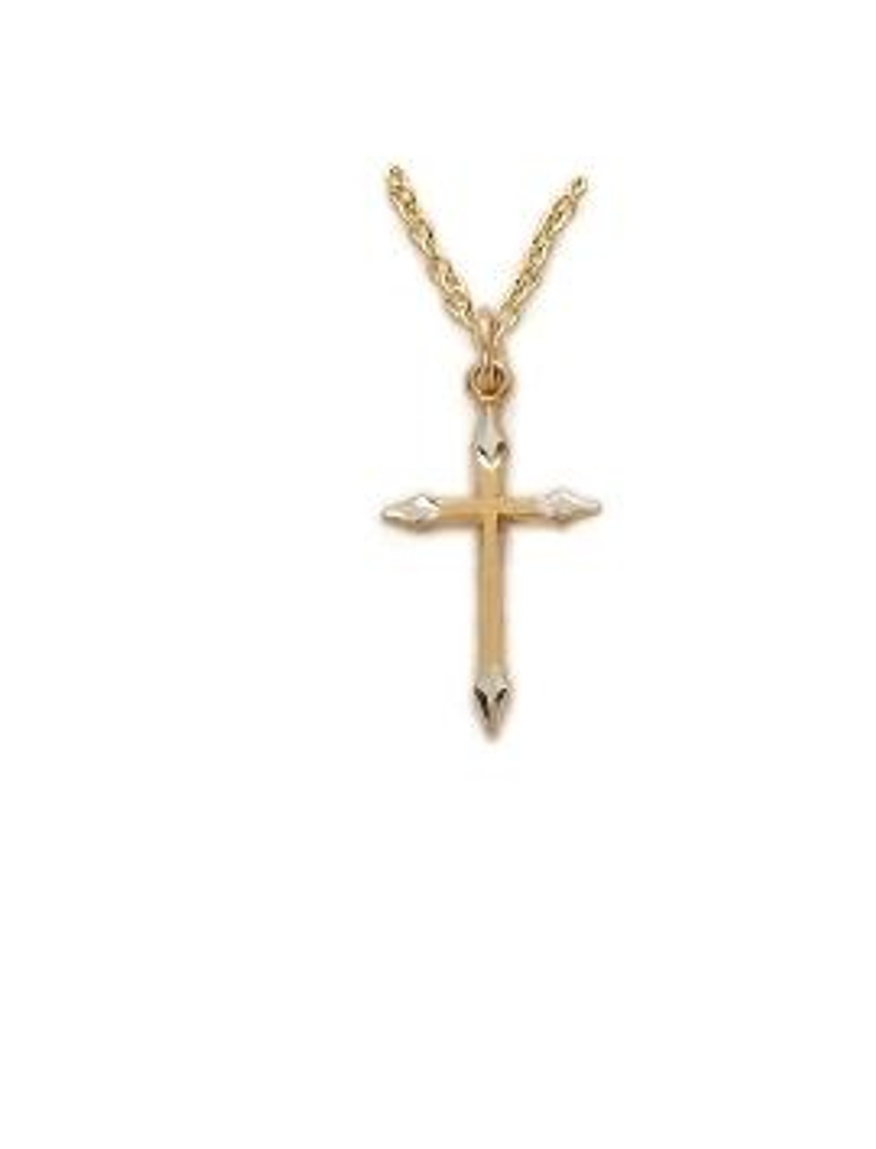 925 Sterling Silver Gold Plated Small Plain Cross Necklace Pendant for  Infants or Kids 16