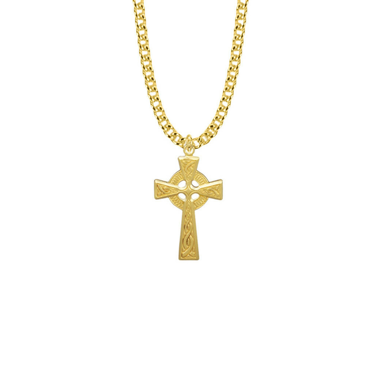 Men's Celtic Cross Necklace - 14K Gold-Filled Pendant On 24