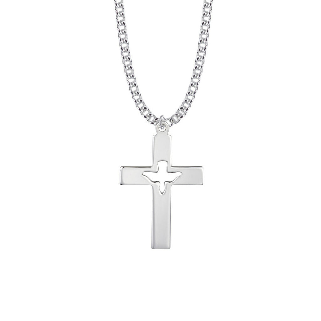 Silver Confirmation Cross With Dove Necklace - Confirmation Jewellery Gifts  - Cahalan Jewellers