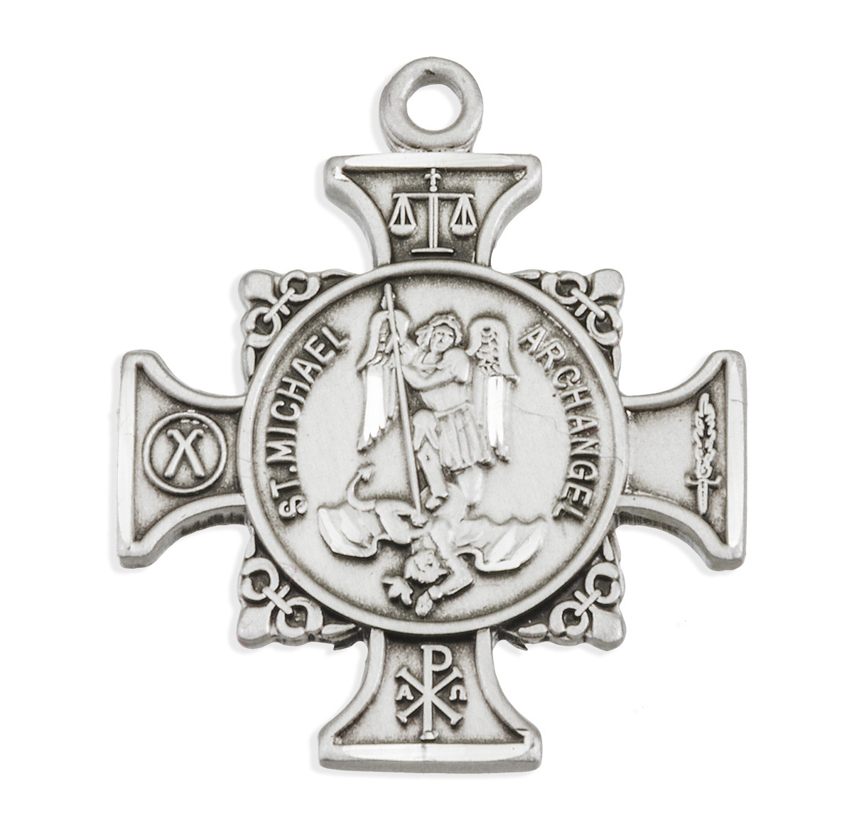 St. Michael Maltese Cross Necklace - Sterling Silver Pendant on 18 ...