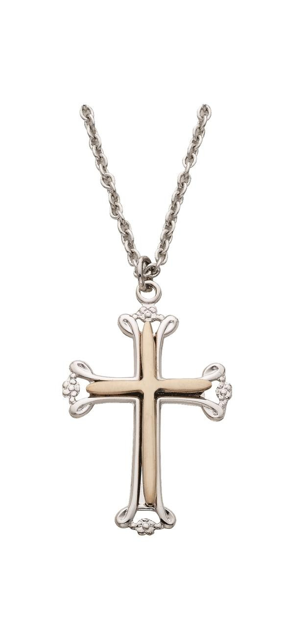 Men's Black Plated Two-Tone Stainless Steel Multi-Layered Cross Pendan –  West Coast Jewelry