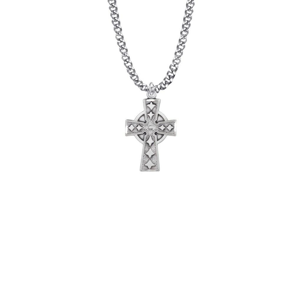 Celtic Cross Necklace - Sterling Silver Pendant on 18" Stainless Steel ...