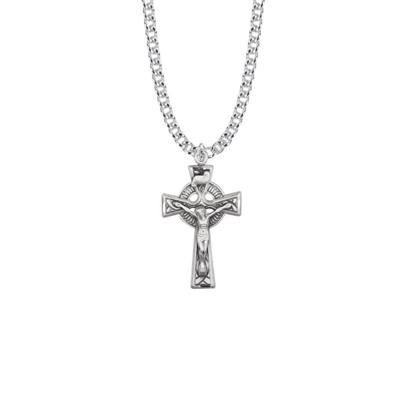 Mens Two Tone Gold Stainless Steel Crucifix Pendant Necklace