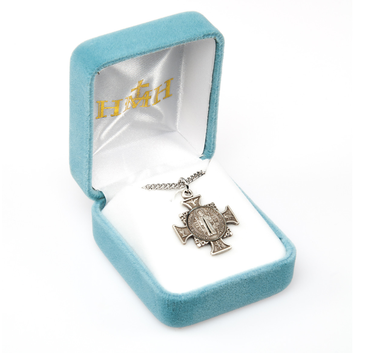 St. Benedict Maltese Cross Necklace - Sterling Silver Pendant On 24 ...