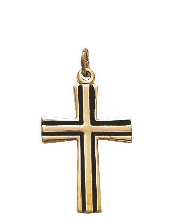Boy's Flared Antique Cross Necklace 24KT Gold Over Sterling