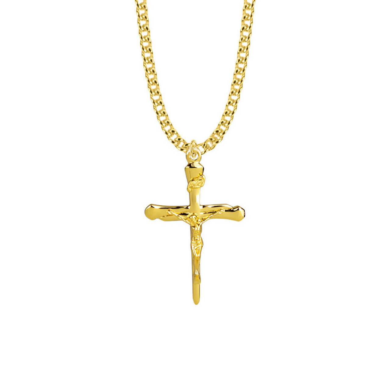 38-2217P | Necklace 2Tone Nail Cross Rhodium Chain