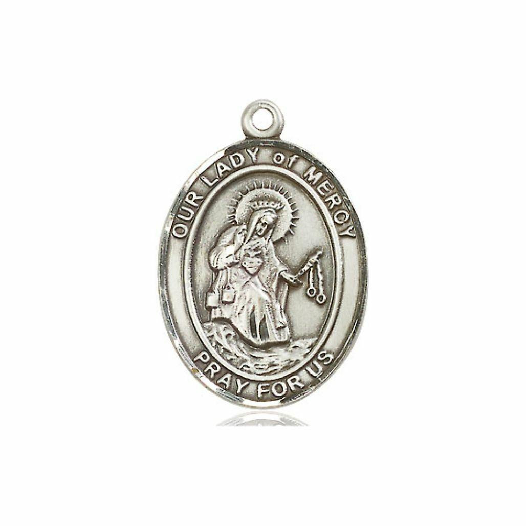 Our Lady of Mercy Medal - Sterling Silver Oval Pendant (3 Sizes)