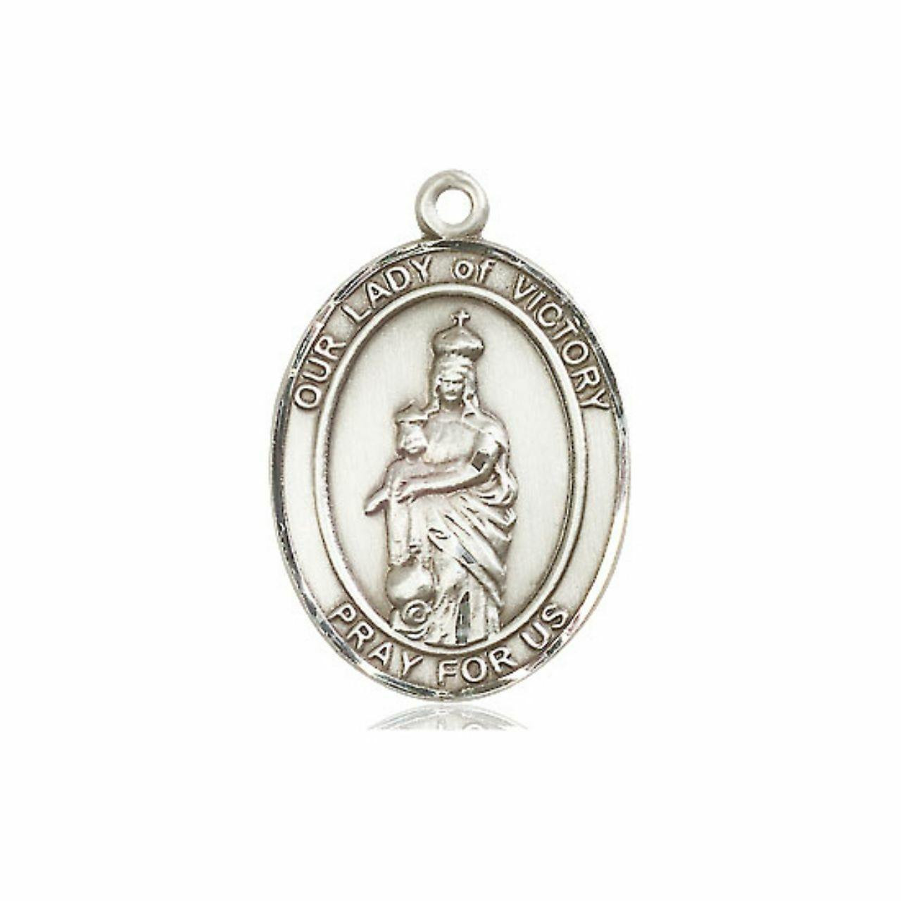 Our Lady of Victory Medal - Sterling Silver Oval Pendant (3 Sizes)