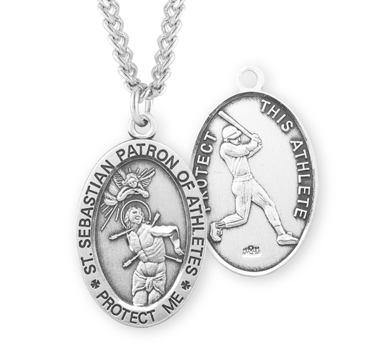 St. Sebastian Patron of Athletes Baseball Necklace - Sterling Silver ...