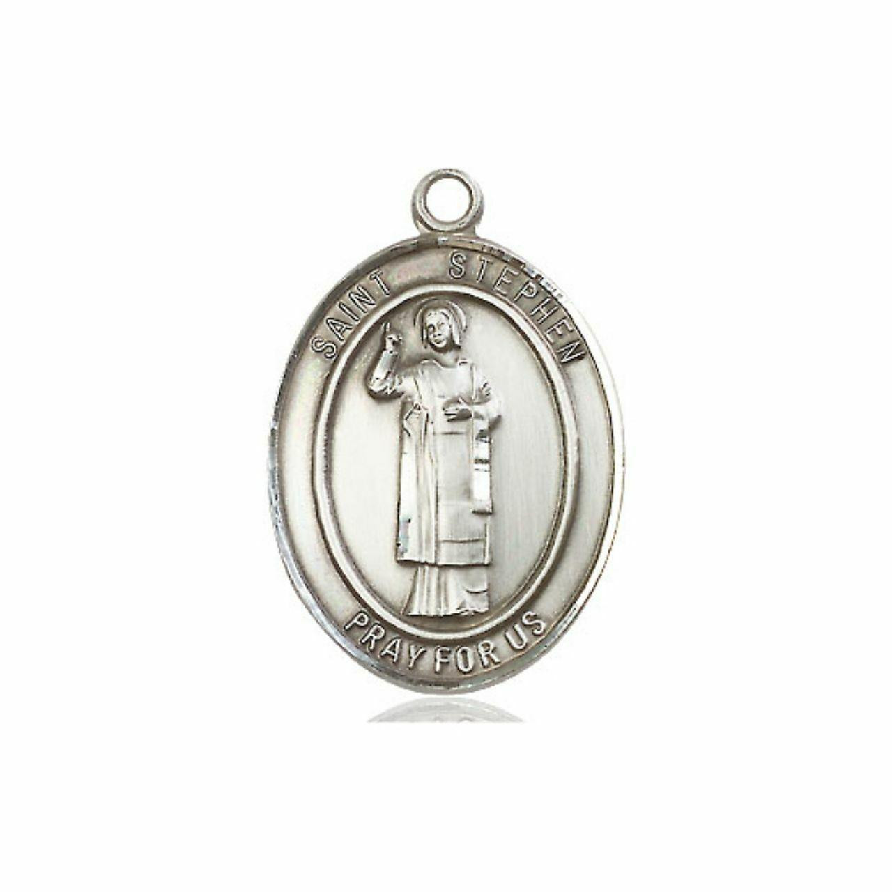 St. Stephen Medal - Sterling Silver Oval Pendant (3 Sizes)