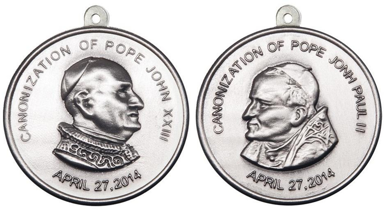 Double Sided St John XXIII/St John Paul II Medal - Sterling Silver 1 1/2