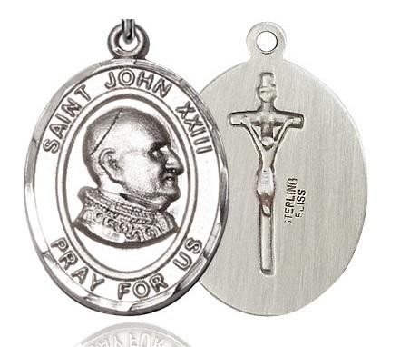 St. John XXIII Medal (3 Sizes) - Sterling Silver Oval Pendant (3 Sizes)