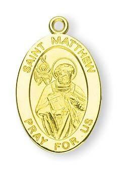 St. Matthew Medal With 14KT Jump Ring - Boxed - 14kt Gold 7/8" x 1/2 ...