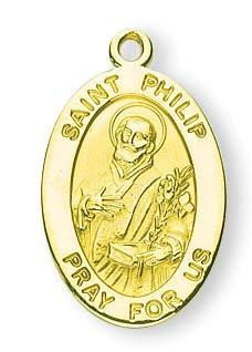 St. Philip Medal With 14KT Jump Ring - Boxed - 14kt Gold 7/8" x 1/2 ...