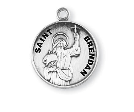 St. Brendan Medal Sterling Silver On 20" Stainless Chain Sterling