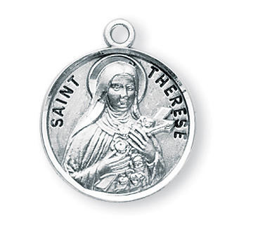 St. Therese Medal - Sterling Silver - On 18" Stainless Chain - Sterling ...