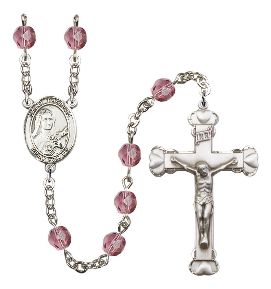 St. Therese of Lisieux Rosary - 6MM Fire Polished Beads (8210SS)