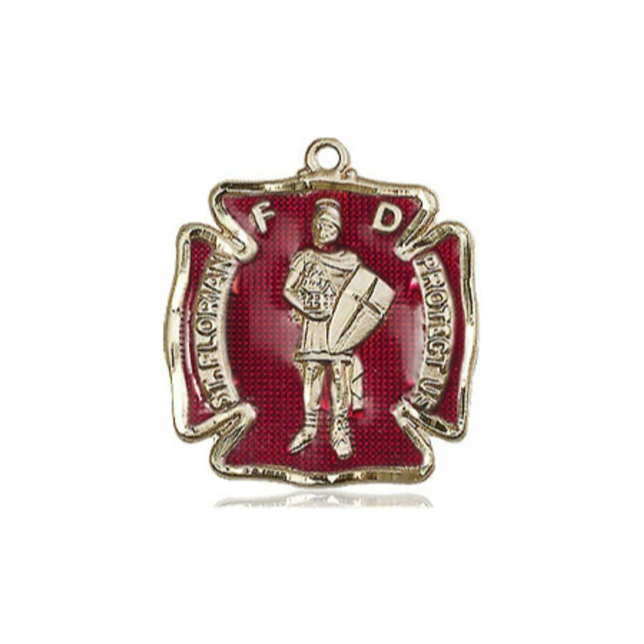 Red St. Florian Firefighter Medal - 14kt Gold 3/4