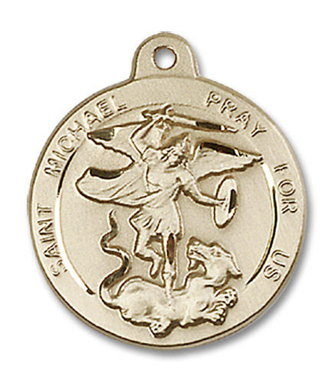 St. Michael Pray For Us Medal - 14kt Gold 7/8