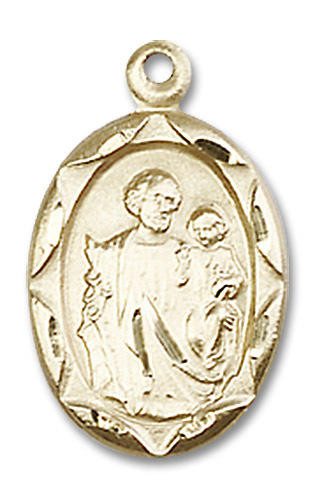 St. Joseph Medal - 14kt Gold 3/4" x 3/8" Oval Pendant (0612K)