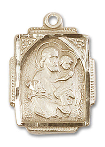 St. Joseph Medal - 14kt Gold 3/4" x 1/2" Rectangular Pendant (0804K)