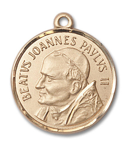Large St. Pope John Paul II Medal - 14kt Gold 1" x 7/8" Round Pendant ...