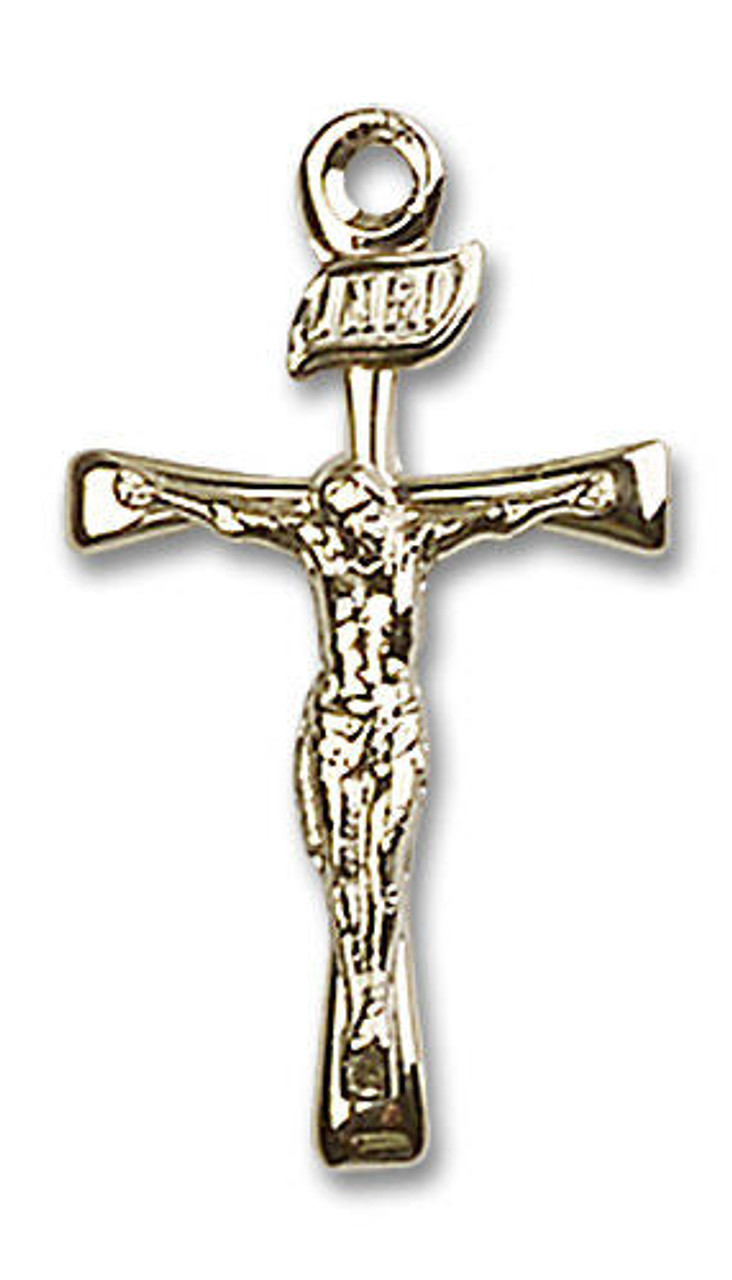 14kt Gold Crucifix Medal Patron Saint 7/8 x 1/2 14kt Gold Crucifix Medal Patron Saint 7/8 x 1/2