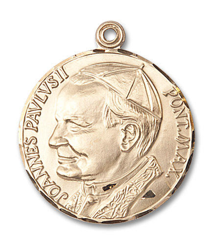 Large St. John Paul II Medal - 14kt Gold 1 1/4" x 1 1/8" Round Pendant ...