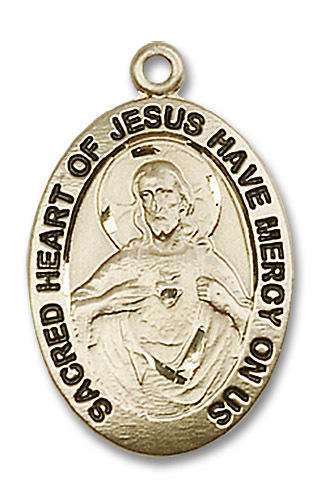 Scapular Medal - 14kt Gold 1" x 3/4" Oval Pendant (4028)