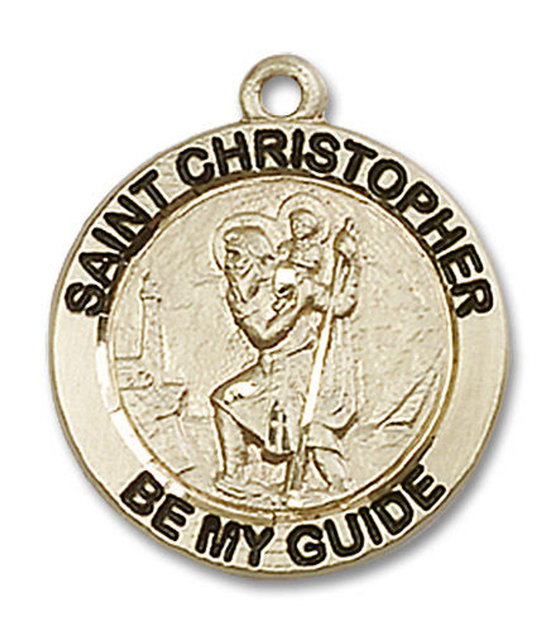 St. Christopher Patron St. Medal - 14kt Gold 3/4