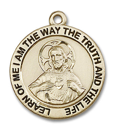 Large Scapular Medal - 14kt Gold 1" x 7/8" Round Pendant (4083)