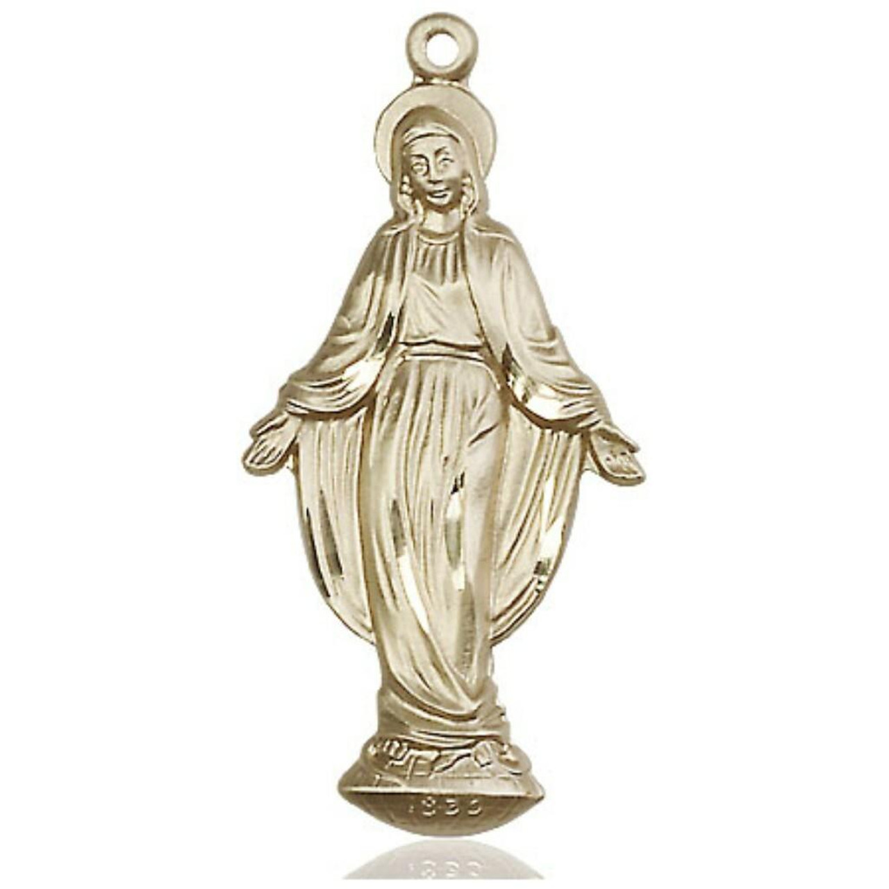 Extra Large Miraculous Medal - 14kt Gold 1 3/8 x 1 1/4 Round Pendant  (0203M)